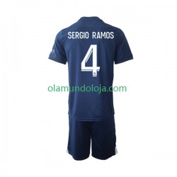 Camisola Paris Saint-Germain Sergio Ramos 4 Criança Equipamento Primeiro 2022-2023 Manga Curta